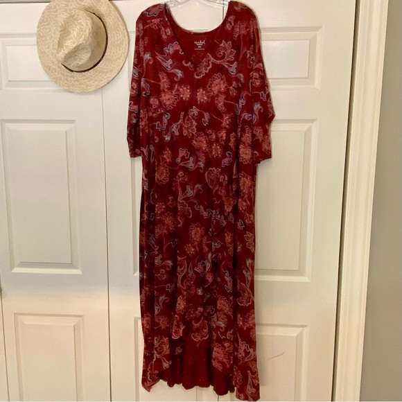 Ingrid + Isabel Gorgeous Maternity Red Paisley Maxi Dress - Picture 1 of 15